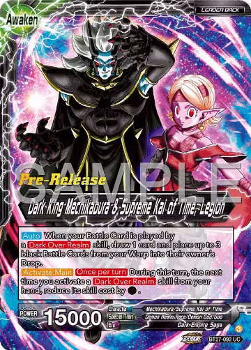 Mechikabura // Dark King Mechikabura & Supreme Kai of Time, Legion (BT27-092), History of Z Pre-Release Cards — DB Super card price