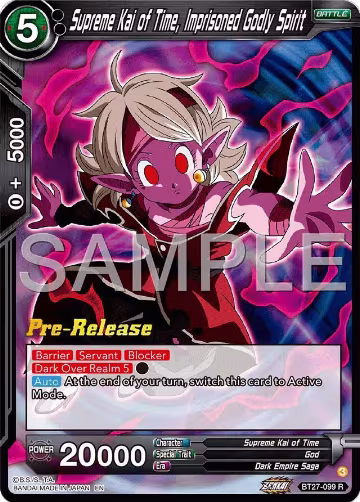 Supreme Kai of Time, Imprisoned Godly Spirit (BT27-099), History of Z Pre-Release Cards — DB Super card price