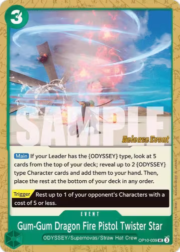 Gum-Gum Dragon Fire Pistol Twister Star (OP10-039), Royal Blood Release Event Cards — One Piece card price