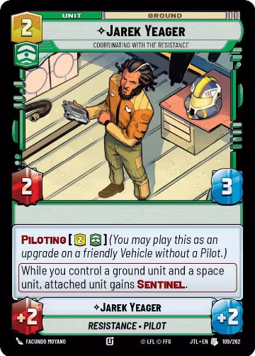 Jarek Yeager - Coordinating With The Resistance (109/262), Jump to Lightspeed — Star Wars card price