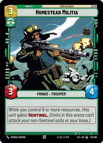 Homestead Militia (113/262), Jump to Lightspeed — Star Wars card price