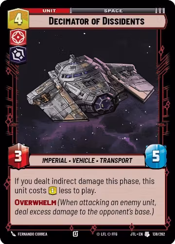 Decimator of Dissidents (138/262), Jump to Lightspeed — Star Wars card price