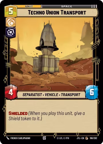 Techno Union Transport (190/262), Jump to Lightspeed — Star Wars card price