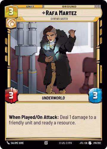 Rafa Martez - Shrewd Sister (219/262), Jump to Lightspeed — Star Wars card price