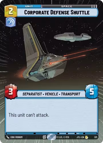 Corporate Defense Shuttle (Hyperspace) (321), Jump to Lightspeed — Star Wars card price