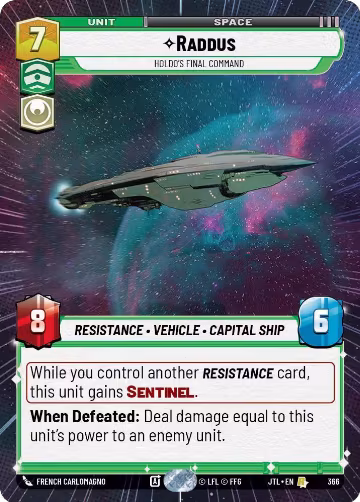 Raddus - Holdo's Final Command (Hyperspace) (366), Jump to Lightspeed — Star Wars card price