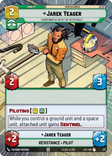 Jarek Yeager - Coordinating With The Resistance (Hyperspace) (371), Jump to Lightspeed — Star Wars card price