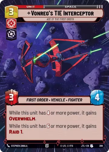 Vonreg's TIE Interceptor - Ace of the First Order (Hyperspace) (399), Jump to Lightspeed — Star Wars card price