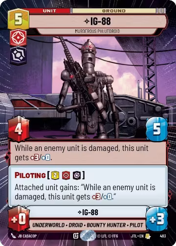 IG-88 - Murderous Phlutdroid (Hyperspace) (403), Jump to Lightspeed — Star Wars card price