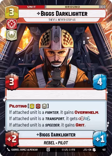 Biggs Darklighter - They'll Never Stop Us (Hyperspace) (412), Jump to Lightspeed — Star Wars card price