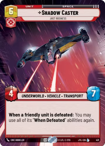 Shadow Caster - Just Business (Hyperspace) (431), Jump to Lightspeed — Star Wars card price