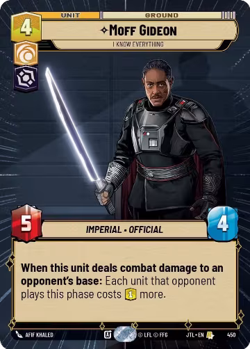 Moff Gideon - I Know Everything (Hyperspace) (450), Jump to Lightspeed — Star Wars card price