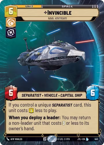 Invincible - Naval Adversary (Hyperspace) (453), Jump to Lightspeed — Star Wars card price