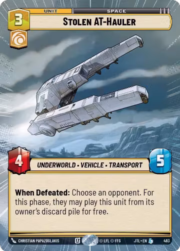 Stolen AT-Hauler (Hyperspace) (483), Jump to Lightspeed — Star Wars card price