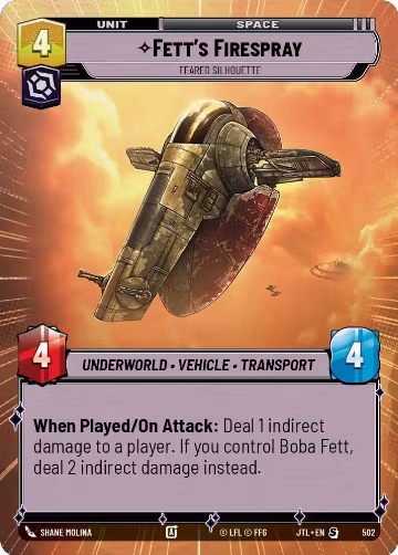 Fett's Firespray - Feared Silhouette (Hyperspace) (502), Jump to Lightspeed — Star Wars card price