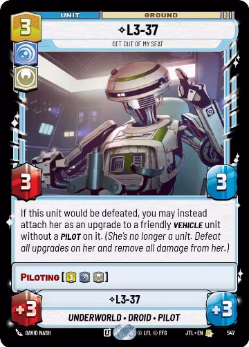 L3-37 - Get Out Of My Seat (Foil) (547), Jump to Lightspeed — Star Wars card price