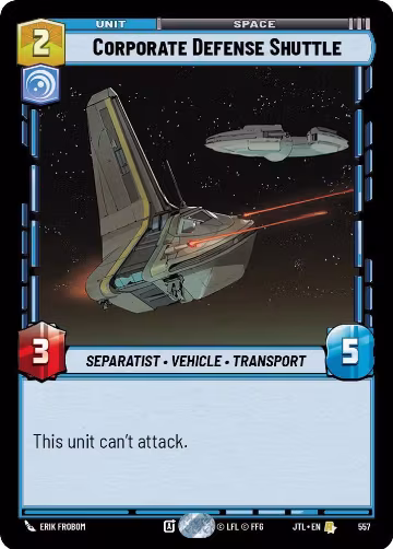 Corporate Defense Shuttle (Foil) (557), Jump to Lightspeed — Star Wars card price