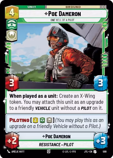 Poe Dameron - One Hell of a Pilot (Foil) (598), Jump to Lightspeed — Star Wars card price