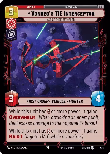 Vonreg's TIE Interceptor - Ace of the First Order (Foil) (635), Jump to Lightspeed — Star Wars card price