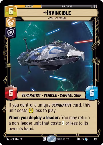 Invincible - Naval Adversary (Foil) (689), Jump to Lightspeed — Star Wars card price