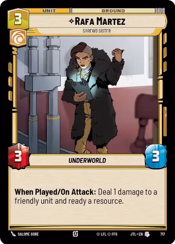 Rafa Martez - Shrewd Sister (Foil) (717), Jump to Lightspeed — Star Wars card price