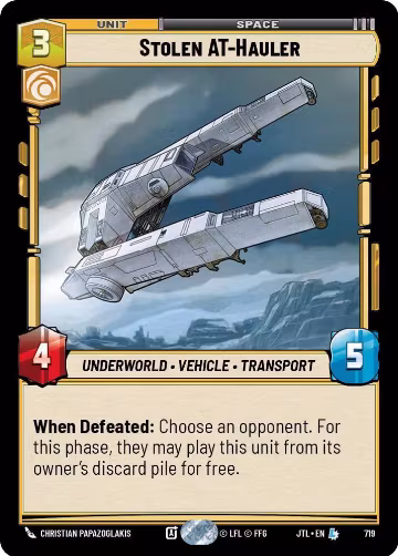 Stolen AT-Hauler (Foil) (719), Jump to Lightspeed — Star Wars card price