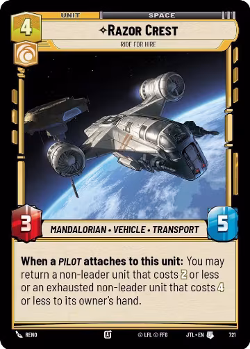 Razor Crest - Ride For Hire (Foil) (721), Jump to Lightspeed — Star Wars card price
