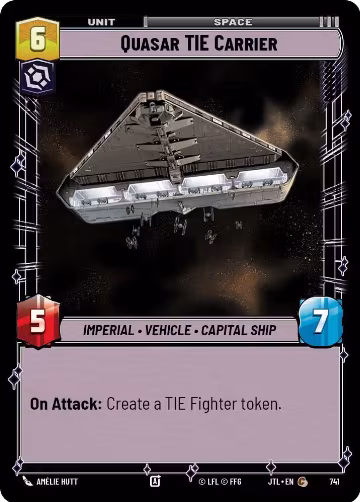 Quasar TIE Carrier (Foil) (741), Jump to Lightspeed — Star Wars card price
