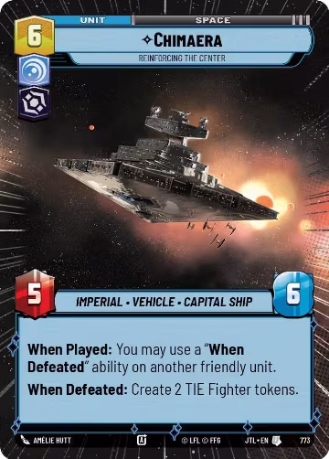 Chimaera - Reinforcing the Center (Hyperspace Foil) (773), Jump to Lightspeed — Star Wars card price
