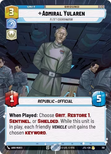 Admiral Yularen - Fleet Coordinator (Hyperspace Foil) (781), Jump to Lightspeed — Star Wars card price