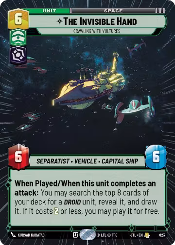 The Invisible Hand - Crawling With Vultures (Hyperspace Foil) (823), Jump to Lightspeed — Star Wars card price