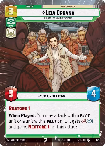 Leia Organa - Pilots, To Your Stations (Hyperspace Foil) (831), Jump to Lightspeed — Star Wars card price