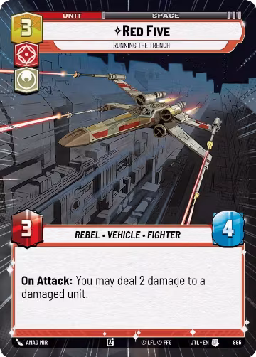 Red Five - Running the Trench (Hyperspace Foil) (885), Jump to Lightspeed — Star Wars card price