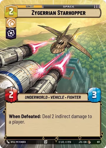 Zygerrian Starhopper (Hyperspace Foil) (917), Jump to Lightspeed — Star Wars card price