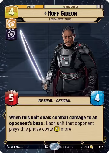 Moff Gideon - I Know Everything (Hyperspace Foil) (922), Jump to Lightspeed — Star Wars card price