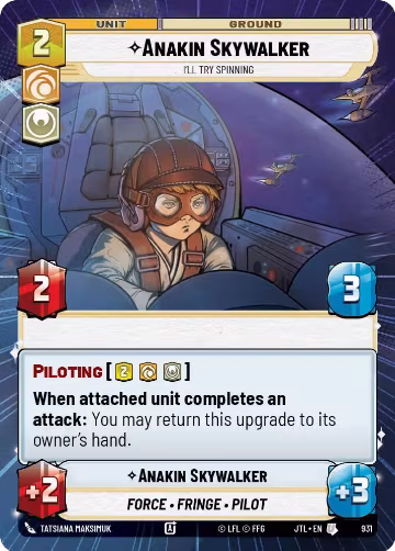 Anakin Skywalker - I'll Try Spinning (Hyperspace Foil) (931), Jump to Lightspeed — Star Wars card price
