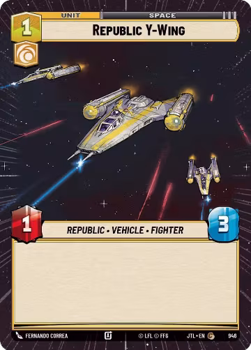 Republic Y-Wing (Hyperspace Foil) (946), Jump to Lightspeed — Star Wars card price