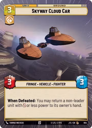 Skyway Cloud Car (Hyperspace Foil) (954), Jump to Lightspeed — Star Wars card price