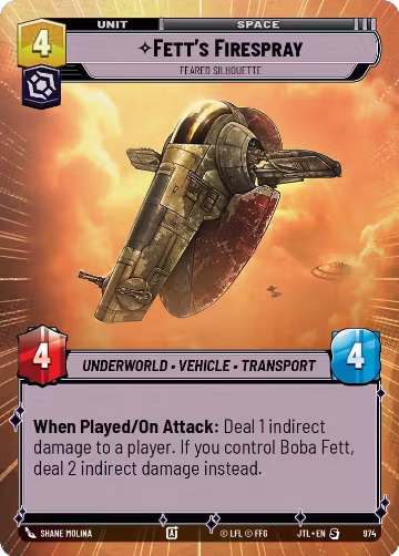Fett's Firespray - Feared Silhouette (Hyperspace Foil) (974), Jump to Lightspeed — Star Wars card price