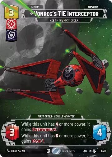 Vonreg's TIE Interceptor - Ace of the First Order (Prestige) (1030), Jump to Lightspeed — Star Wars card price