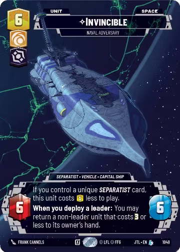 Invincible - Naval Adversary (Prestige) (1040), Jump to Lightspeed — Star Wars card price