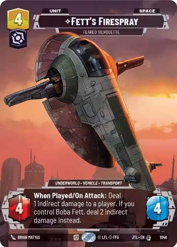 Fett's Firespray - Feared Silhouette (Prestige) (1046), Jump to Lightspeed — Star Wars card price