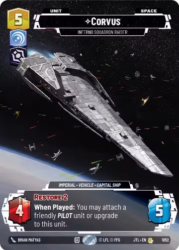 Corvus - Inferno Squadron Raider (Prestige Foil) (1052), Jump to Lightspeed — Star Wars card price