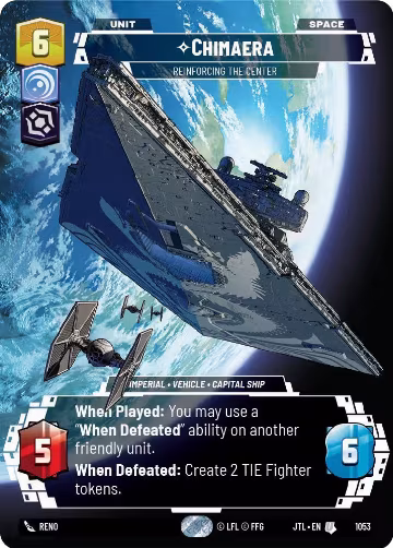 Chimaera - Reinforcing the Center (Prestige Foil) (1053), Jump to Lightspeed — Star Wars card price