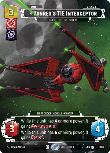Vonreg's TIE Interceptor - Ace of the First Order (Prestige Foil) (1066), Jump to Lightspeed — Star Wars card price