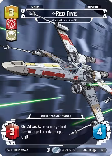 Red Five - Running the Trench (Prestige Foil) (1070), Jump to Lightspeed — Star Wars card price