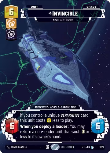 Invincible - Naval Adversary (Prestige Foil) (1076), Jump to Lightspeed — Star Wars card price