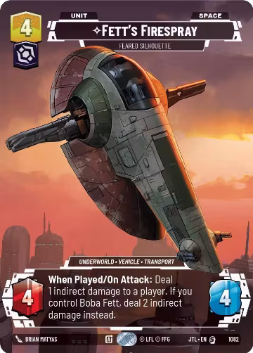 Fett's Firespray - Feared Silhouette (Prestige Foil) (1082), Jump to Lightspeed — Star Wars card price