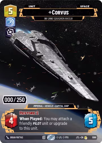 Corvus - Inferno Squadron Raider (Serialized) (1088), Jump to Lightspeed — Star Wars card price