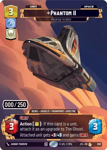 Phantom II - Modified to Dock (Serialized) (1091), Jump to Lightspeed — Star Wars card price